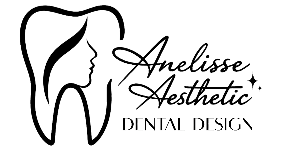 The image displays a logo featuring a stylized dental professional s head with a profile view, set against a background with text that reads  Anaesthesie Dental Design.